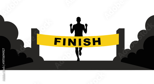 Runner Crossing The Finish Line Victory Celebration