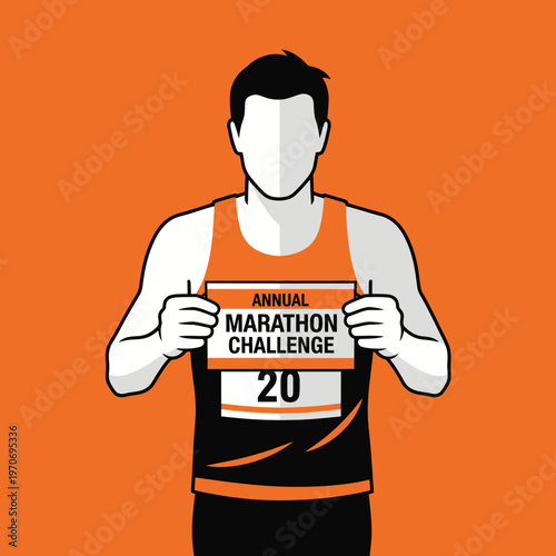 Runner Holding Marathon Bib Number Ready For Competition