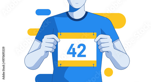 Runner Holding Race Number 42, A Symbol of Marathon Preparation and Participation