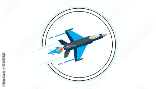 Modern Jet Fighter Aircraft Flying Fast in Circle Motion Graphic