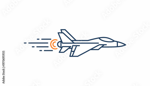 Modern Jet Fighter Aircraft Flying Fast with Speed Lines and Exhaust