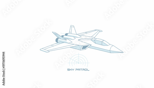 Modern Jet Fighter Blueprint - Futuristic Aircraft Design
