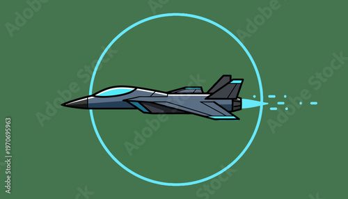 Modern Jet Fighter in Flight with Glowing Target Circle