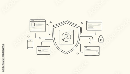 Digital Identity Protection Shield Concept Illustration.