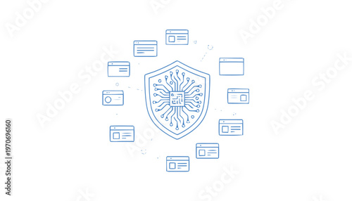 Digital Security Shield Protecting Credit Cards and Sensitive Data.