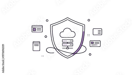 Digital Cloud Security Shield Protecting Data and Information.