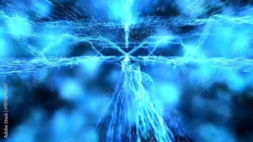 Abstract blue light trails creating a dynamic energy flow