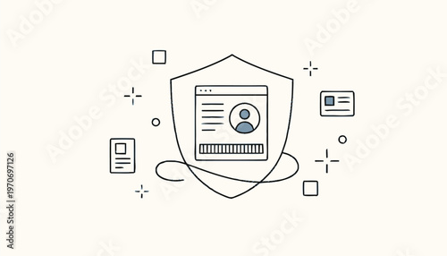 Digital Identity Protection - Shielded Profile Icon with Security Features.
