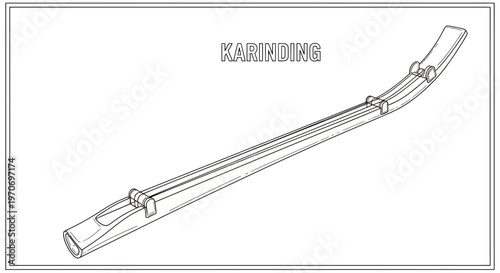 Karinding Traditional Musical Instrument - Line Art Illustration