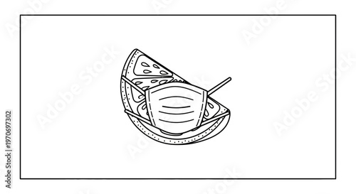 Lemon Slice Wearing Medical Face Mask - Covid Protection Concept