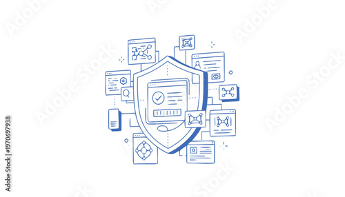 Digital security shield icon design.