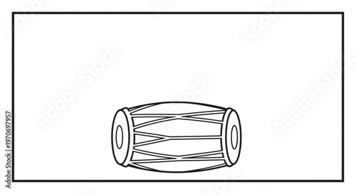 Indian Dholak Drum - Outline Illustration of a Traditional Percussion Instrument