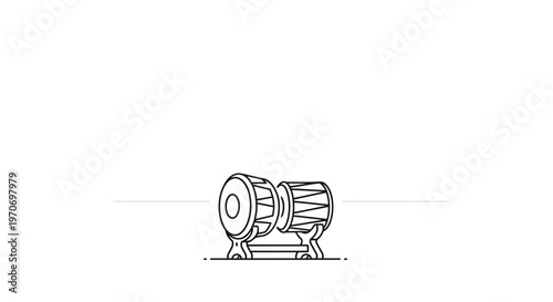 Indian Tabla Drums, Traditional Percussion Instrument, Outline Drawing