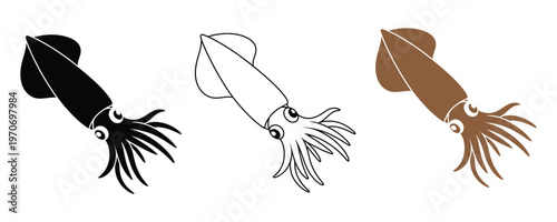 Squid deep sea wildlife with tentacles flat vector icon for animal apps and websites. Squid design vector illustration, Creative Squid logo template, icon symbol
