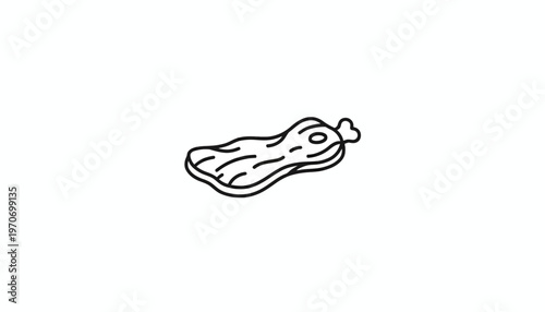 Hand-drawn illustration of a single slice of bacon, isolated on a white background.