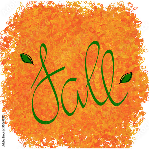 vector illustration of a fall background with orange leaf