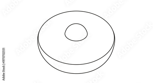 Abstract geometric shape, 3D rendering of a donut or washer with a hole in the middle, clean white background