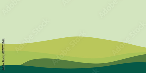 Canvas-taulu Abstract Green Hills Landscape with Layered Waves.