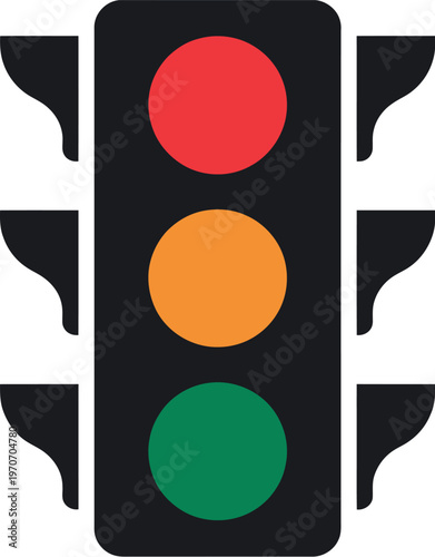 Traffic light icon control signal red yellow green colors flat design for apps websites navigation safety symbol isolated background