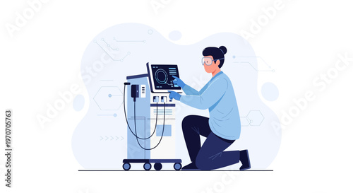 Scientist working with advanced medical equipment, innovation in healthcare technology