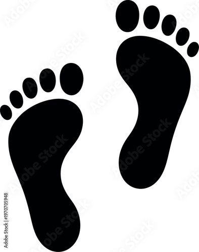 Footprint icons two feet flat design vector symbol for apps websites navigation tracking walking activity isolated background
