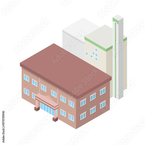 焼却炉・清掃工場の建物イラスト
