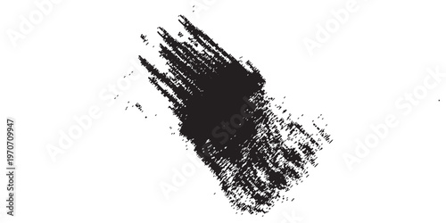 Black Ink Brush Stroke Texture on White Background.