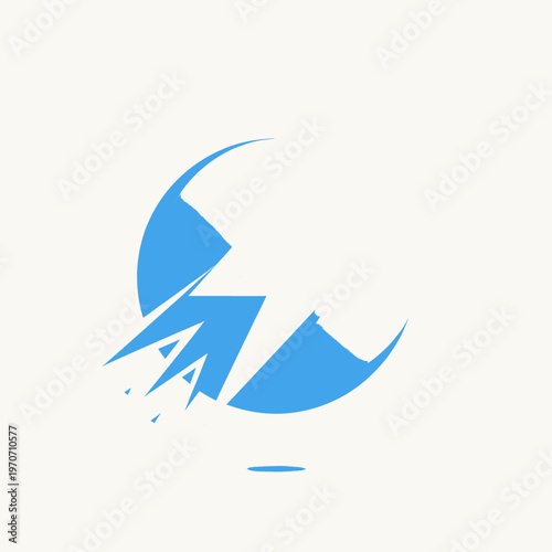 Abstract blue lightning bolt emerging from a circular shape, representing energy and power in a clean, modern design