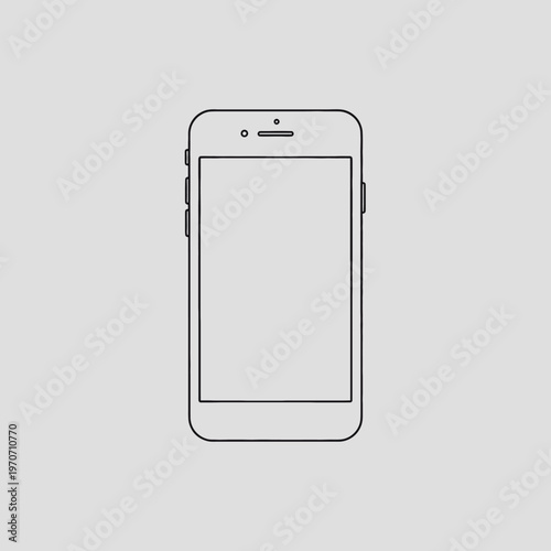 Minimalist vector outline icon depicting a generic mobile communication device or smartphone, ideal for technology interfaces, applications, and digital design projects