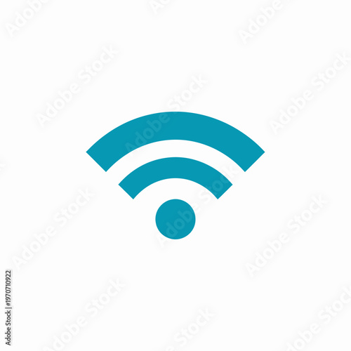Clean vector illustration of a bright blue wireless signal icon, representing reliable internet connectivity, network access, and modern digital communication technology for various devices