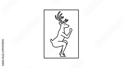Whimsical Deer Doing Yoga Pose in Minimalist Line Art Style