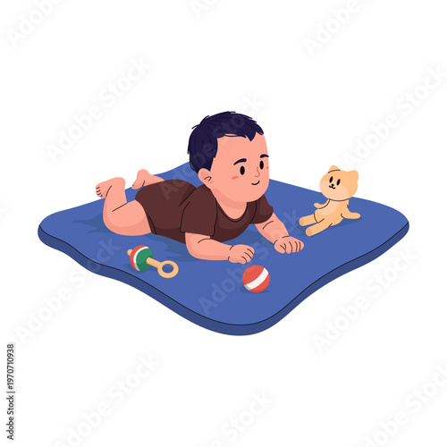 Tummy Time Baby With Toys