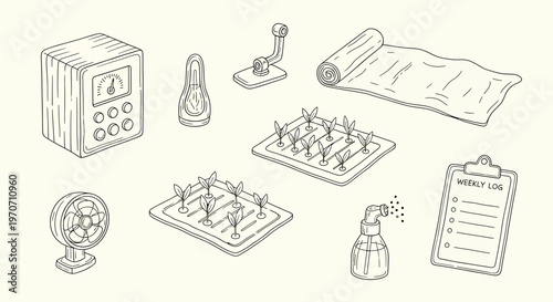 Detailed line art illustration of industrial components isolated on transparent background technical drawings and schematics