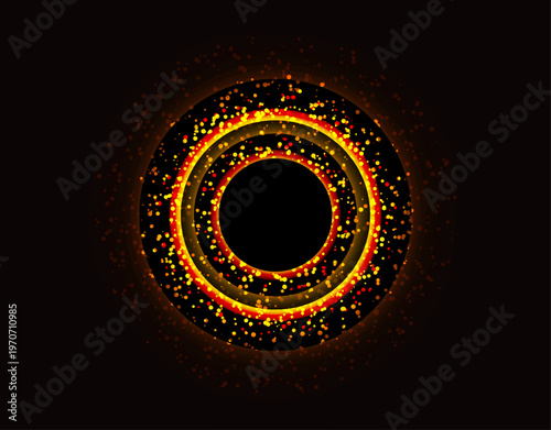 Orange glowing circular ring effect on dark background vector