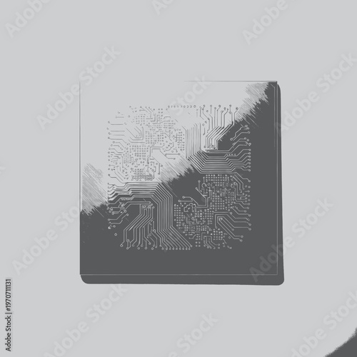 Digital circuit board design representing technological innovation and electronic components