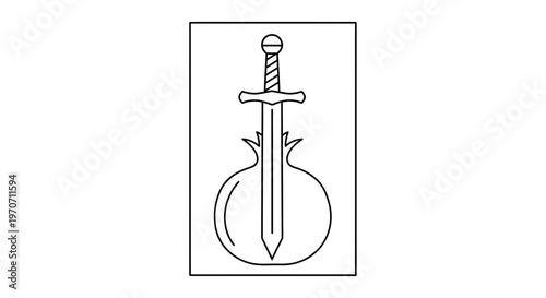 Sword Piercing Pomegranate Symbol: Ancient Weapon, Fruit, Power, and Life