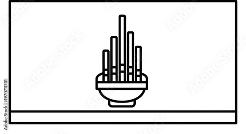 Traditional Chinese Sheng Instrument Icon, Bamboo Pipes in Bowl, Vector Illustration