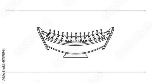 Traditional Indonesian Gamelan Musical Instrument Outline