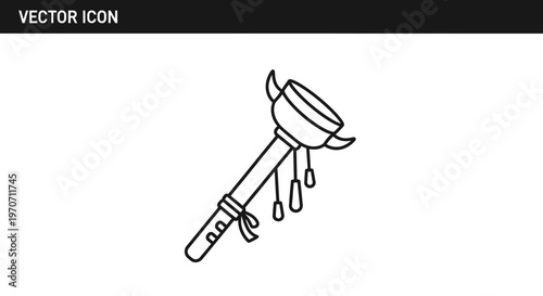 Traditional Japanese Shakuhachi Flute Icon - Vector Illustration