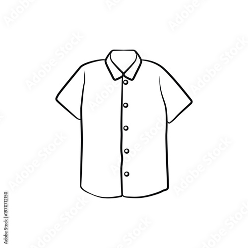 Simple Button Down Short Sleeve Shirt Vector Line Art
