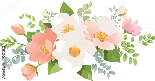 Soft Pastel Floral Bouquet Illustration