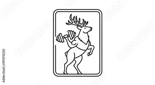 Strong Deer Lifting Weights, Fitness Symbol, Gym Mascot, Athletic Animal