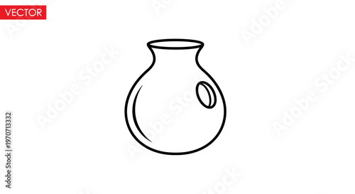 Simple Outline Icon of a Round Vase with a Small Opening