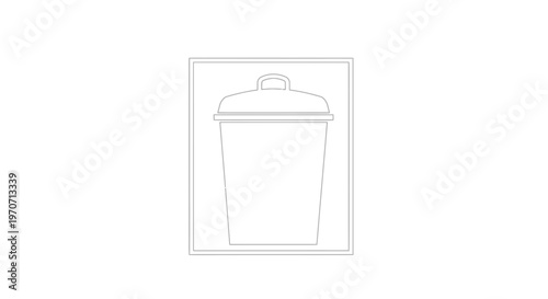 Simple Outline Icon of a Trash Can with Lid