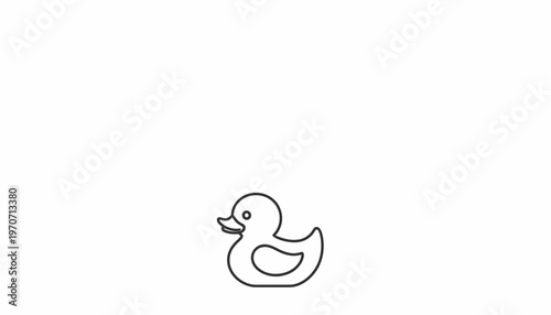 Simple Outline Rubber Duck Icon on White Background