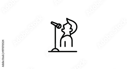Singer Performing Live on Stage with Microphone Icon