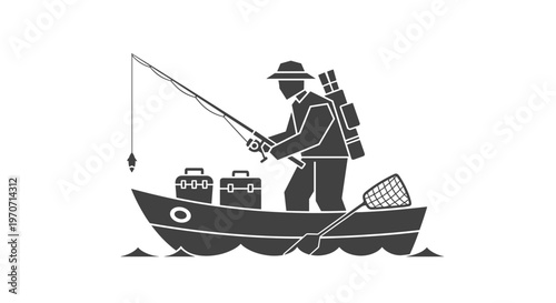 Man fishing from a boat.