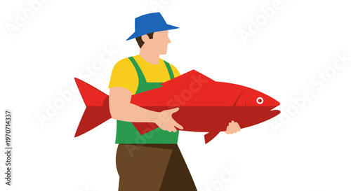 Man holding big red fish.