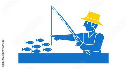 Man fishing with many fish.