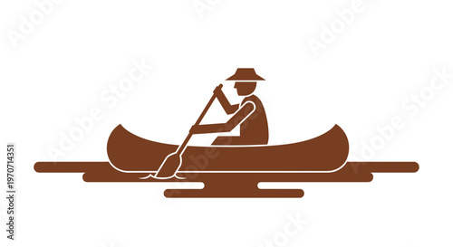Man in a canoe paddling.